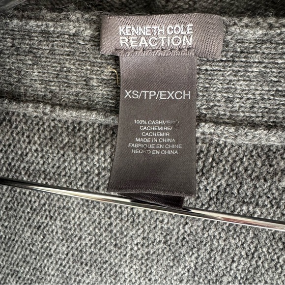 Kenneth Cole Reaction Knit Loose Fit Cardigan Shrug Sweater 100% Cashmere‎ Gray - Picture 4 of 4